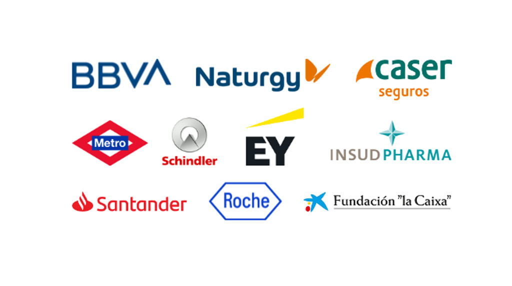 Logos empresas colaboradoras con Escuela de Escritores (BBVA, Naturgy, Caser, Metro, Schindler, Ey, Insud, Santander, Roche, La Caixa) -IMG1024